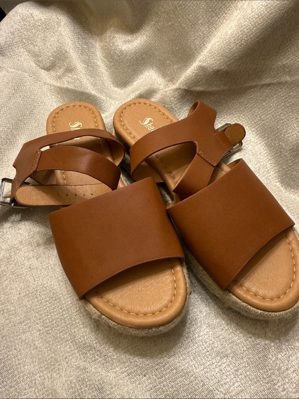 Comfort Brown Slide Sandals with Adjustable Ankle Strap
